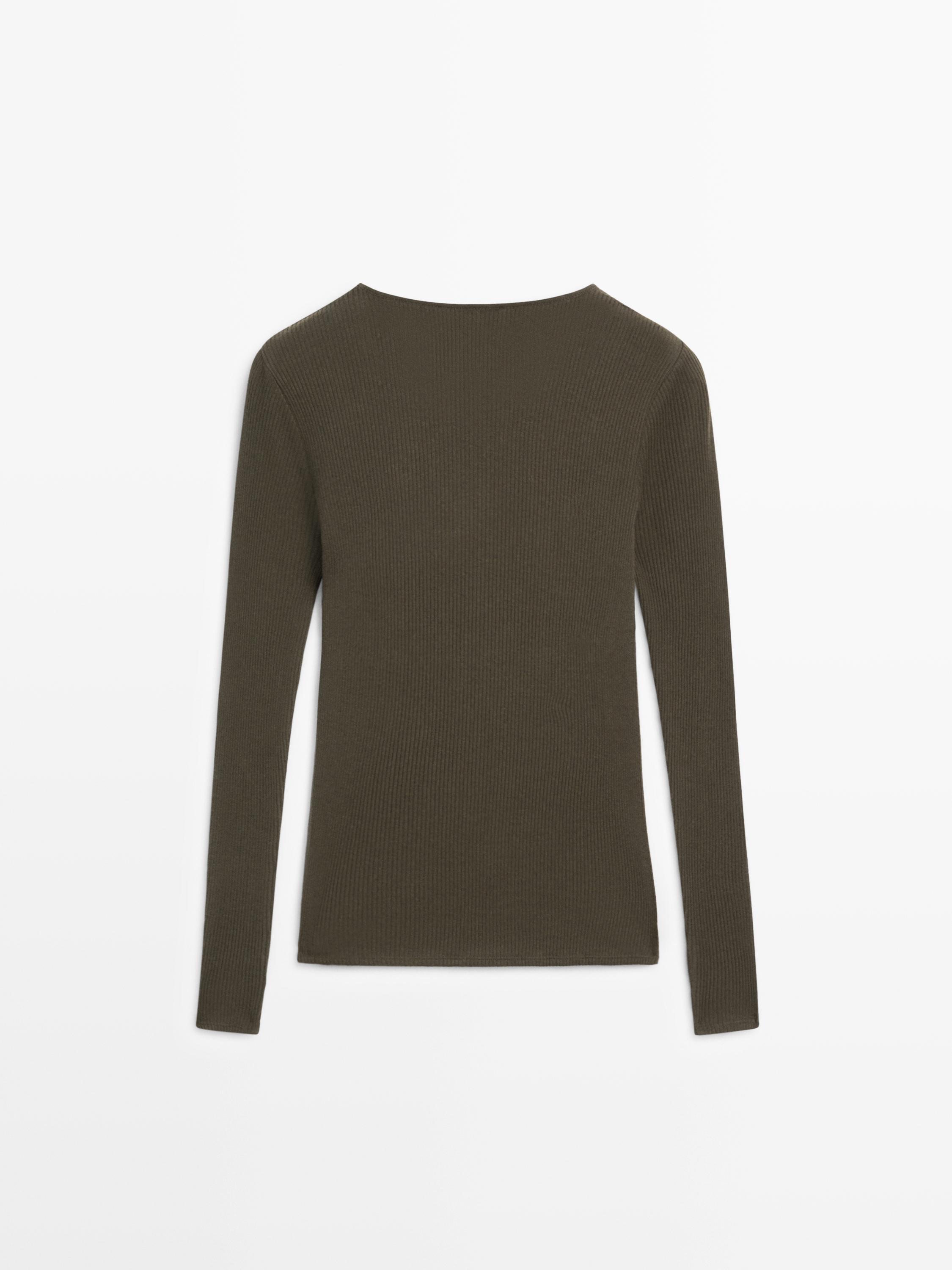 Long sleeve T-shirt with ribbed detail